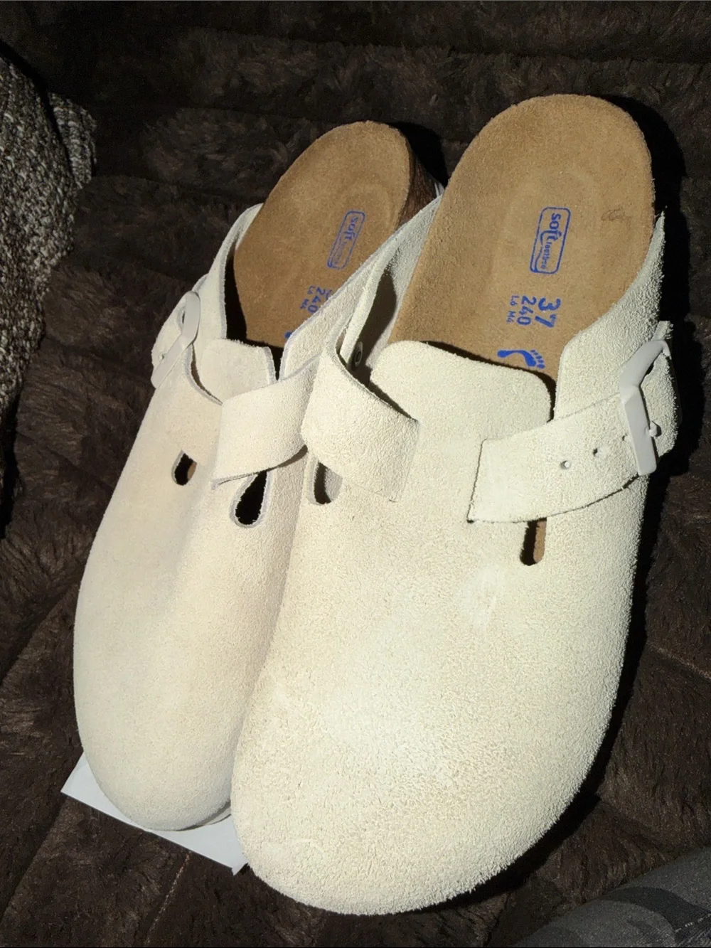 Birkenstock Boston Clog   Suede‎ Clog in Off-White